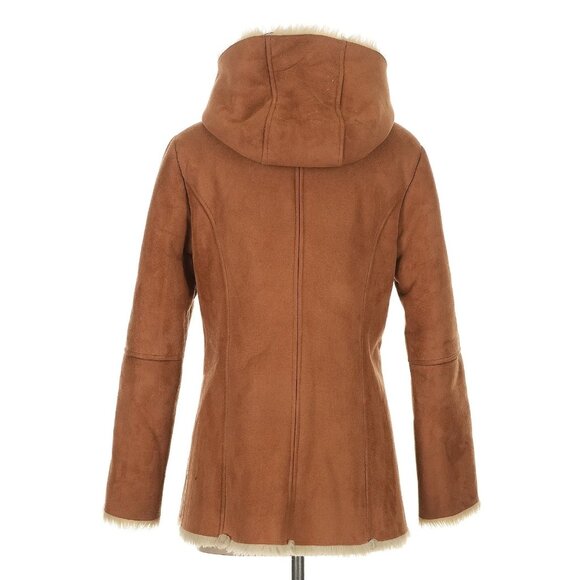 Vintage Wilsons Leather Brown Faux Suede & Fur Lined Hooded Boho Penny Lane Coat - Picture 5 of 9